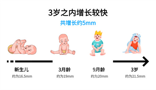 眼轴长度与近视对照表3岁之内增长较快